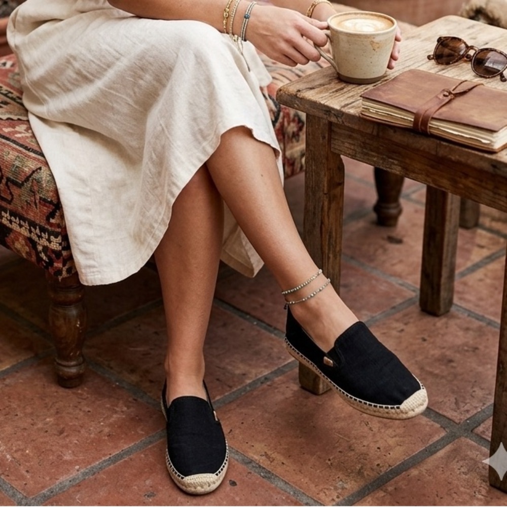 OluKai Black Slip-On Espadrilles Sz 9.5